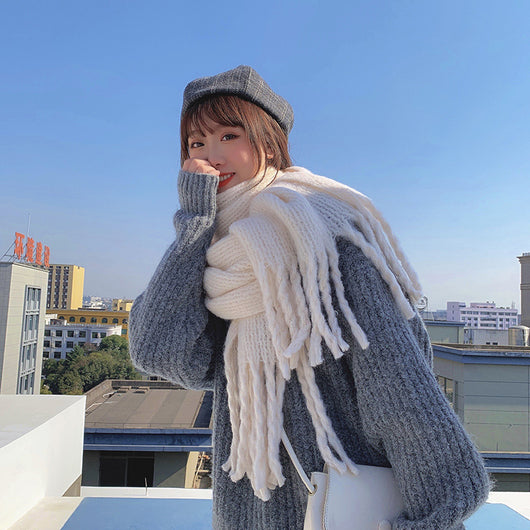 Rebozo de Cuadros con Flecos Extra Grueso para Mujer - Image 3