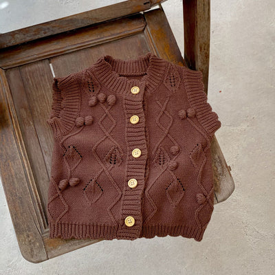 Chaleco Cardigan Tejido para Niños Cuello Redondo - Image 3