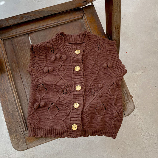Chaleco Cardigan Tejido para Niños Cuello Redondo - Image 3