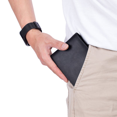 Billetera Trifold de Cuero Genuino para Hombre - Multifuncional