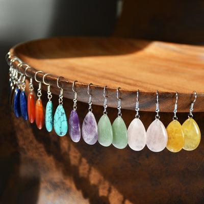 Aretes de Piedra Natural Estilo Chino Gota de Agua - Image 14
