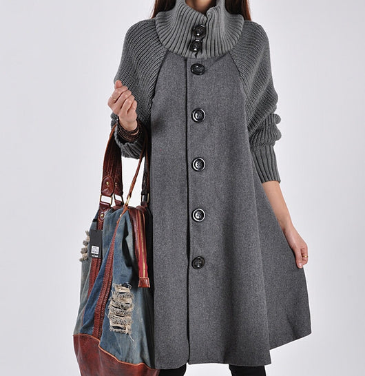 Abrigo de Lana Largo Oversize para Mujer Talla Grande - Invierno - Image 6