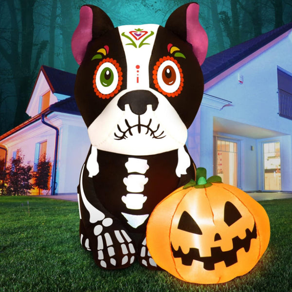 Lámpara Inflable LED Día de Muertos - Decoración Luminiscente con Calavera y Calabaza