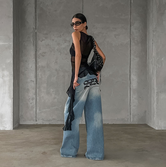 Top Maxi de Tul Negro con Volantes - Image 9