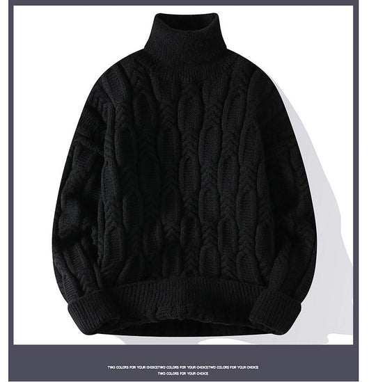 Suéter de Cuello Alto Trenzado para Hombre - Abrigo Casual y Cálido - Image 13