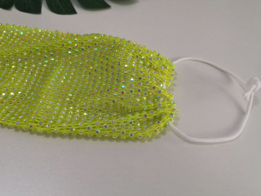 Rose red mesh decorative mask adorned with sparkling rhinestones, featuring a hanging ear design for women. - Image 3