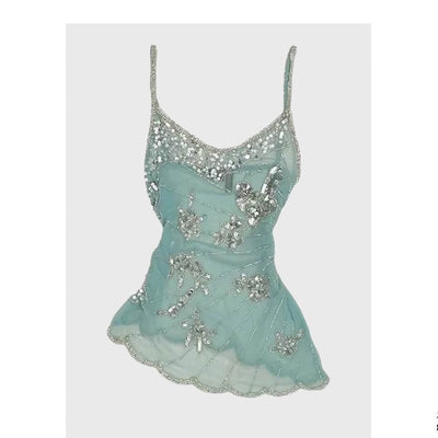 Blusa Camisola Ajustada con Lentejuelas Irregulares y Gasa Versátil - Image 4