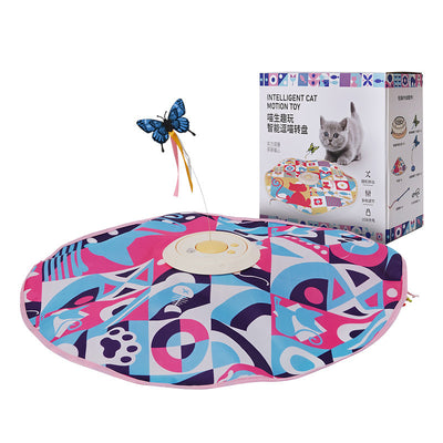Electric cat toy with a colorful 52cm diameter cloth cover, a central base, and a rotating butterfly teaser. - Image 5