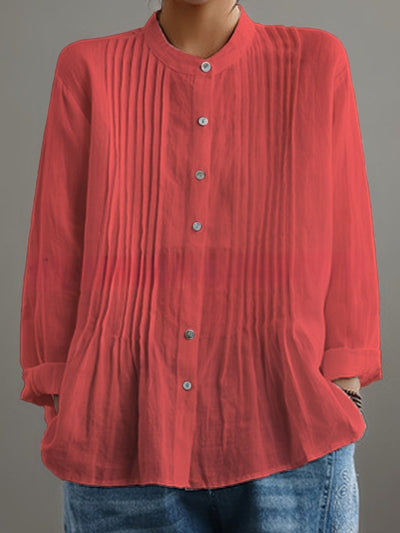 Blusa Casual de Manga Larga con Pliegues para Mujer - Image 11