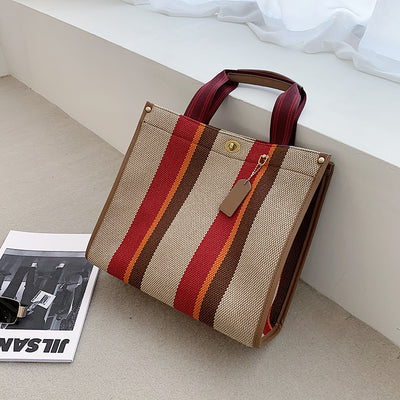 Bolsa de Compras Rayada con Contraste de Colores - Image 15