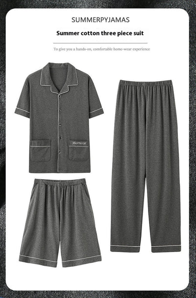 Pijama de Tres Piezas Manga Corta para Hombre - Image 13