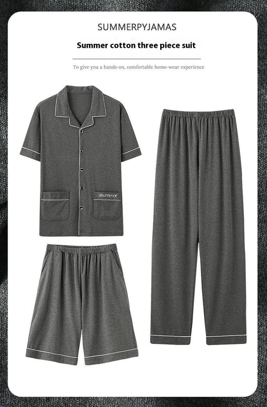 Pijama de Tres Piezas Manga Corta para Hombre - Image 13