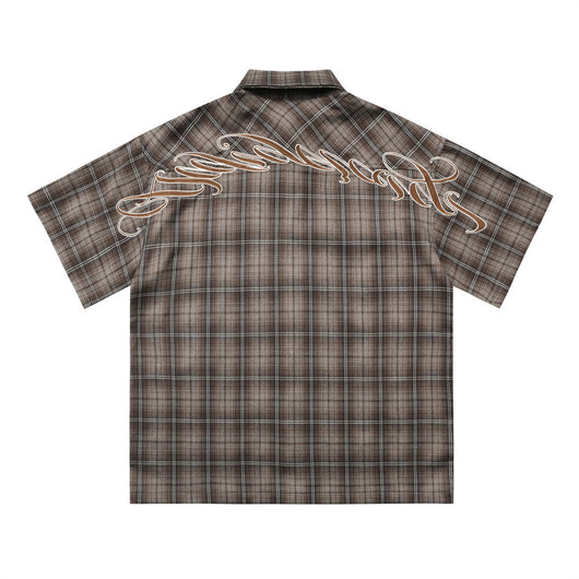 Camisa Cuadros con Bordado de Letras - Corte Holgado y Solapa Clásica - Image 12