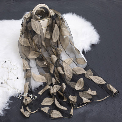 Pañuelo de Seda Estampado Flores Huecas - Diseño Elegante y Versátil - Image 50