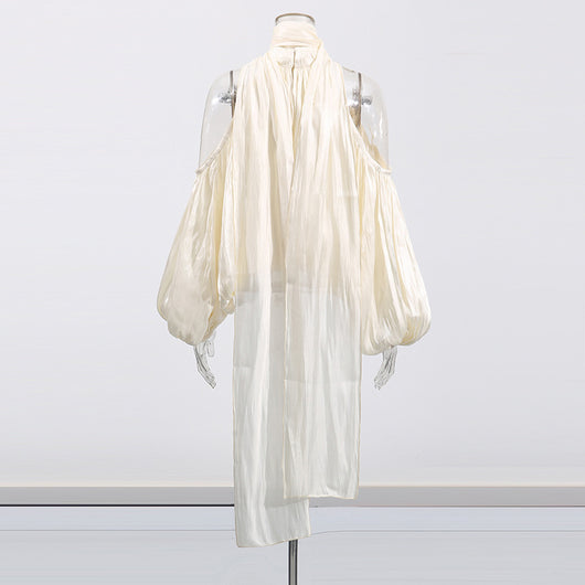 Blusa Elegante Francesa con Lazo, Hombros Descubiertos y Mangas Abullonadas - Image 8