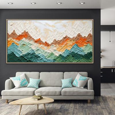Cuadro Óleo Abstracto Montañas Ondulantes - Pintura Textured Hecha a Mano para Decoración del Hogar