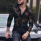 Camisa de Malla Transpirable con Encaje de Manga Larga para Hombre