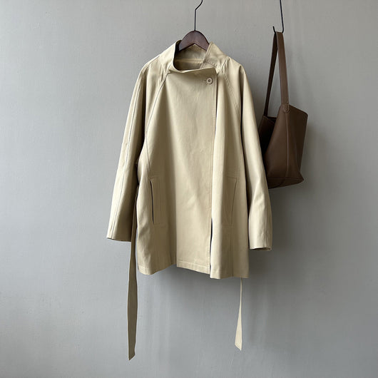 Chamarra Retro Suelta de Cintura para Mujer con Cuello Mao - Image 6