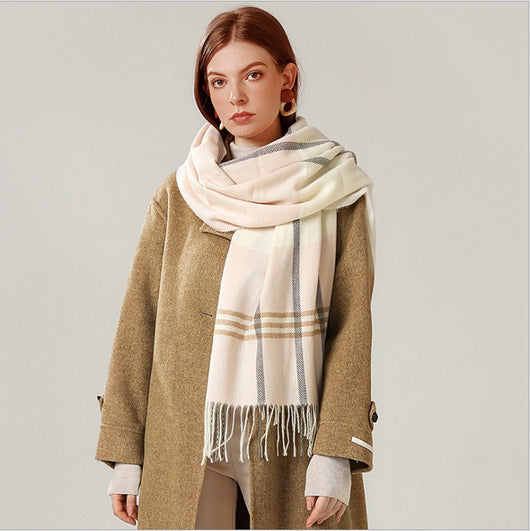Bufanda Chal de Cashmere con Borlas - Abrigo Escocés Largo para Invierno - Image 28