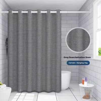 Cortina de Baño de Lino Impermeable sin Perforaciones - Image 6