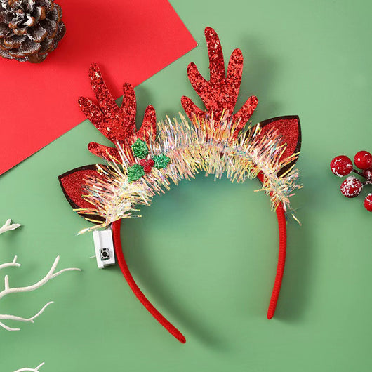 Diadema Navideña con Luces LED - Cuernos de Reno, Árbol y Copo de Nieve - Image 12