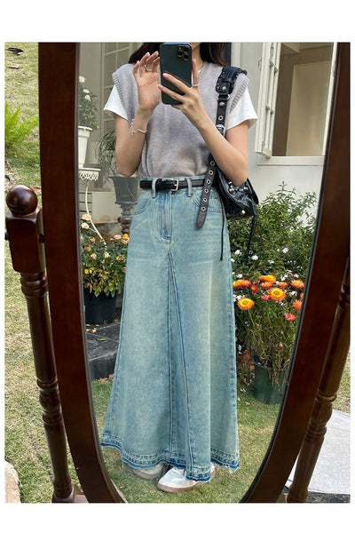 Falda Denim Retro Cintura Alta para Mujer - Image 11