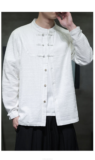 Camisa Retro Tang Chino - Algodón y Lino con Cierre Tradicional para Hombre - Image 23
