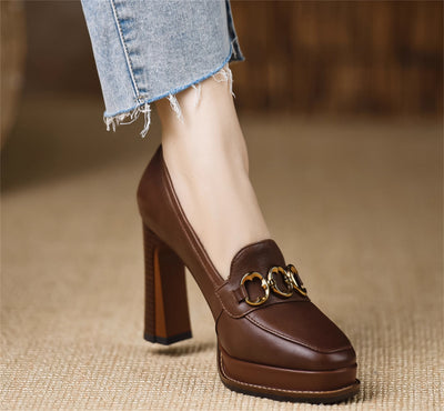 Botines de Cuero Oveja con Tacón Grueso para Mujer - Image 11