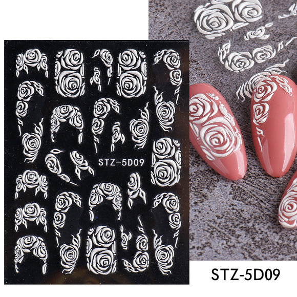 Ornamento para Uñas con Relieve de Rosa Tridimensional
