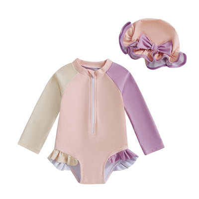 Traje de Baño Infantil de Una Pieza con Mangas Largas y Gorro Integrado - Image 17