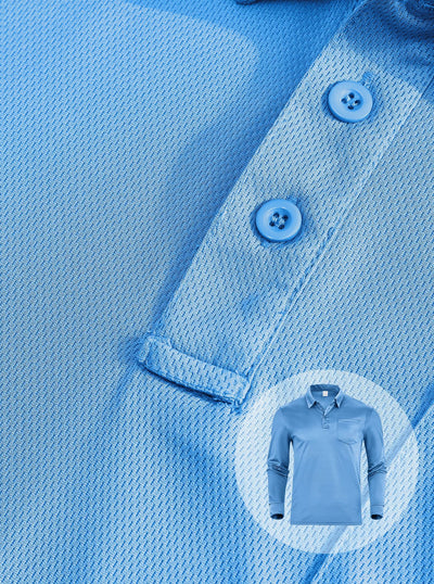 Polo Manga Larga Secado Rápido Color Sólido para Hombre - Image 11