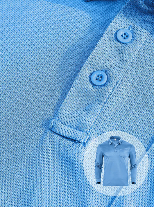 Polo Manga Larga Secado Rápido Color Sólido para Hombre - Image 11
