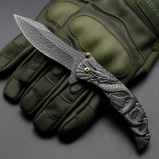 Cuchillo Portátil para Frutas con Diseño de Dragón