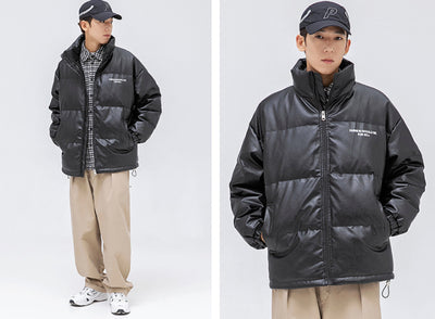Chaqueta Acolchada de Plumón de Pato Blanco con Cuello Alzado para Hombre - Image 5