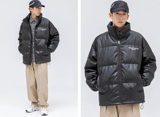 Chaqueta Acolchada de Plumón de Pato Blanco con Cuello Alzado para Hombre - Image 5