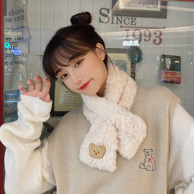 Bufanda Térmica Estilo Coreano con Oso Peluche - Versátil para Invierno - Image 23
