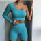 Conjunto Deportivo Yoga Asimétrico de Un Hombro en Colores Sólidos
