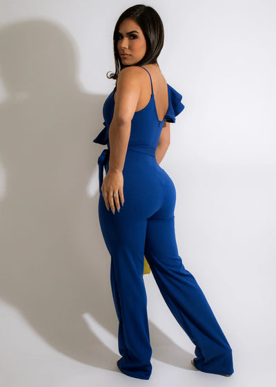 Jumpsuit Elegante con Tirantes y Mangas Hoja de Loto - Image 8