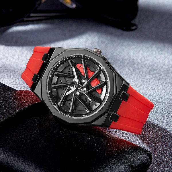 Reloj de Cuarzo para Hombre con Diseño de Rueda Giratoria