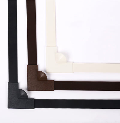 Self-adhesive magnetic screen window frame components in black, brown, and off-white, showing corner connectors. - Image 9