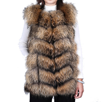 Abrigo de Piel de Mapache Premium - Elegancia y Lujo
