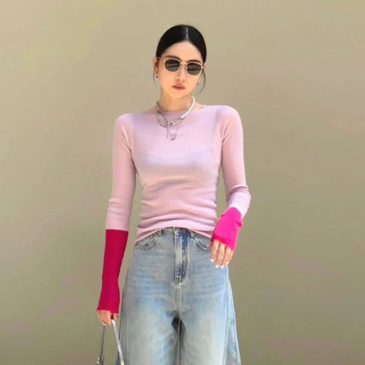 Suéter Base de Lana para Mujer Otoño 23 - Manga Larga con Puños Reforzados