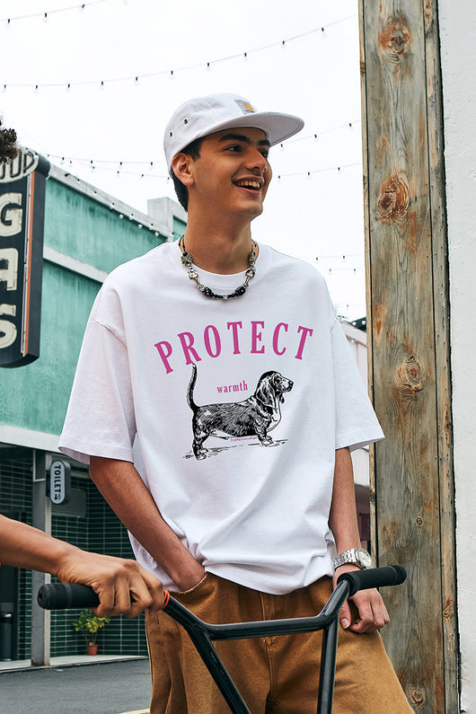 Camiseta Suelta Estampada con Diseño de Perro para Hombre - Image 11