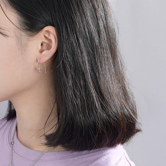 Aretes de Plata S925 Fresa con Cristales - Ganchos para Mujer