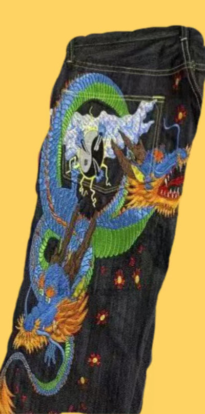Pantalones Jeans Ukiyo-e Hombre Corte Recto Ancho Clásico - Image 6
