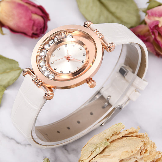 Reloj de Moda con Cristales Brillantes y Correa de Cuero Serpentina - Image 21