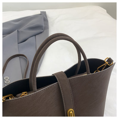 Bolsa Tote Minimalista de Alta Capacidad con Acabado Ante Retro - Image 11