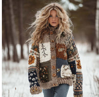 Suéter Tipo Chaqueta Casual de Cuello V Holgado para Mujer - Image 8