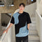 Camiseta Manga Corta Hombre con Panel de Mezclilla