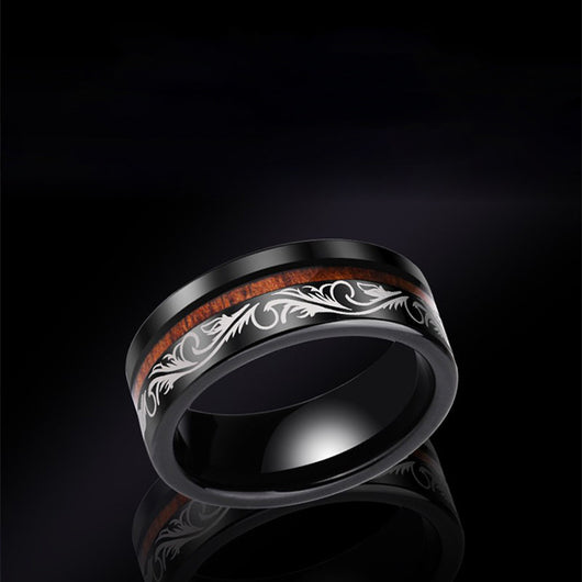 Anillo Tungsteno Vintage Oro con Madera de Acacia para Hombre - Image 4
